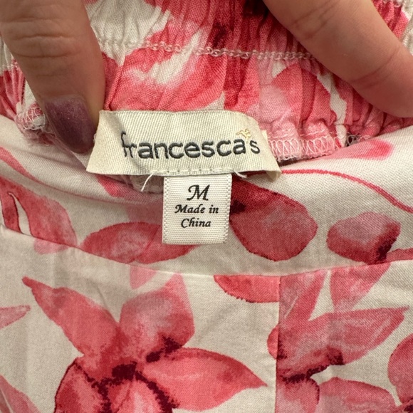 Francesca's Vibrant Pink Floral Pants - Picture 3 of 3